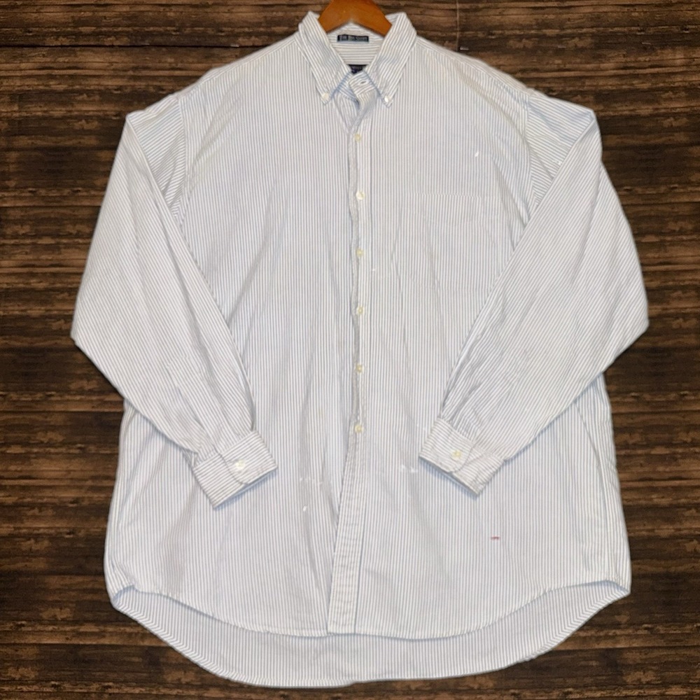 Vintage Abercrombie & Fitch Big Shirt XL Blue White Striped Country Clothes 90s